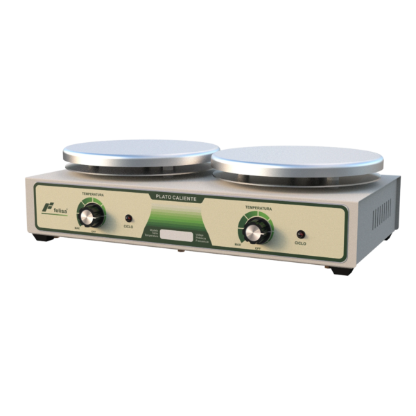 Parrilla de calentamiento FE-302, dos platos de aluminio, hasta 400°C