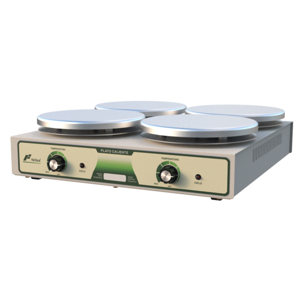 Plato 4 Parrilla de calentamiento FE-304, cuatro platos de aluminio, hasta 400°C