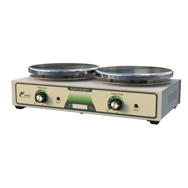 Plato inox 2 Parrilla de calentamiento FE-302i, dos platos de acero inoxidable, hasta 500°C