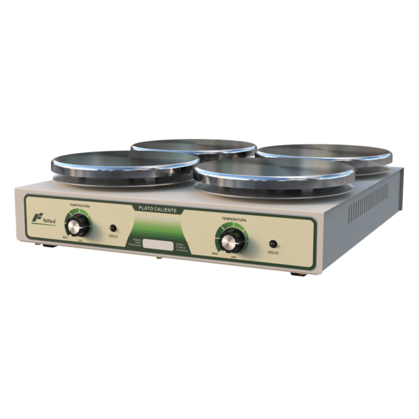 Parrilla de calentamiento FE-304i, cuatro platos de acero inoxidable, hasta 500°C