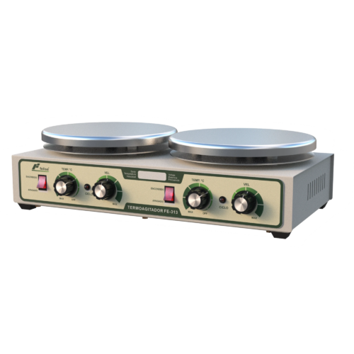 Termoagitador FE-313, dos platos de aluminio, 1,500 rpm, hasta 400°C