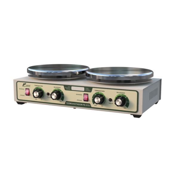 Termoagitador inox 2 Termoagitador FE-313i, dos platos de acero inoxidable, 1,500 rpm, hasta 400°C