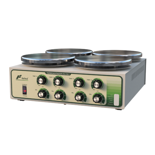 Termoagitador FE-316i, cuatro platos de acero inoxidable, 1,500 rpm, hasta 400°C